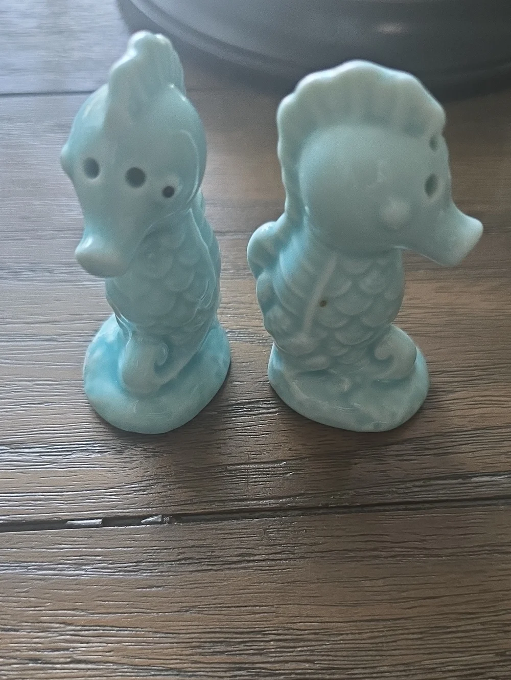 Ceramic Seahorse Salt & Pepper Shakers - Light Blue